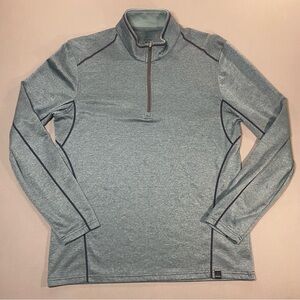 Prana Orion 1/4 Zip Pullover Base Layer; Heathered Teal - Mens Small